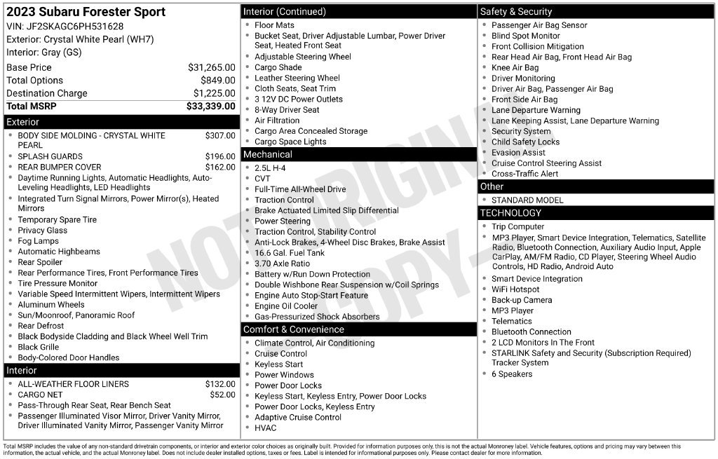 Certified 2023 Subaru Forester Sport AWD/4WD image 8
