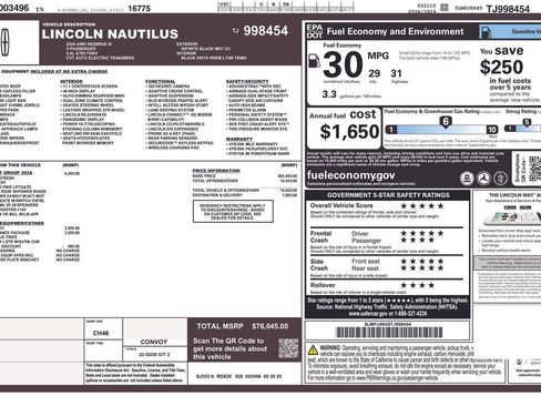 New 2026 Lincoln Nautilus Reserve AWD/4WD image 60