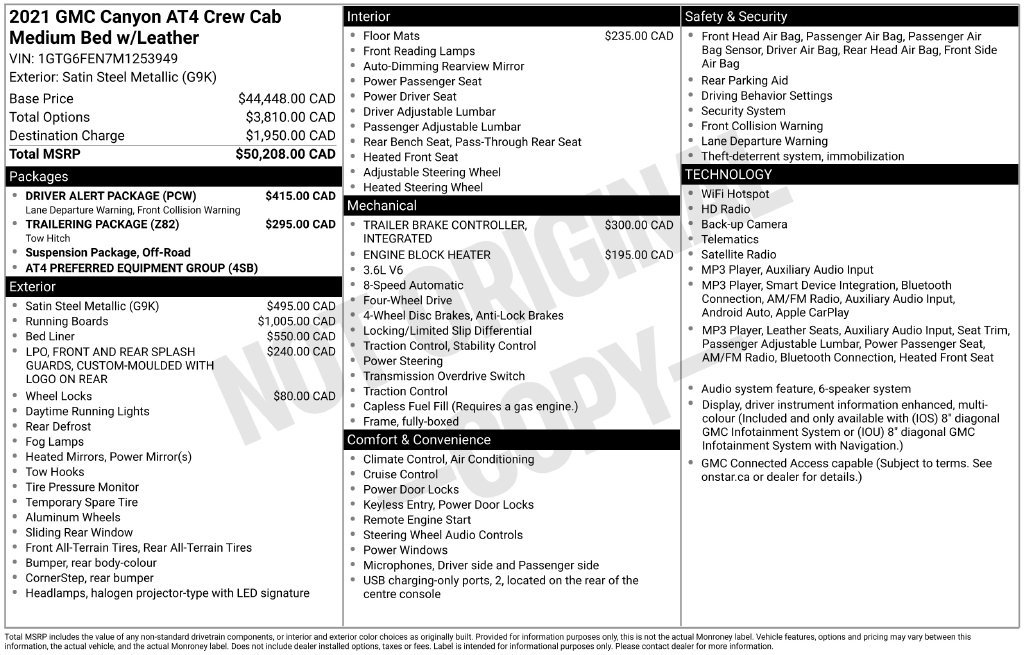 Used 2021 GMC Canyon AT4 w/ Driver Alert Package AWD/4WD image 14