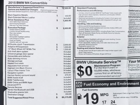 Used 2015 BMW M4 Convertible w/ Executive Package image 2