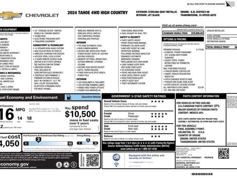 Used 2024 Chevrolet Tahoe High Country w/ Premium Package image 4