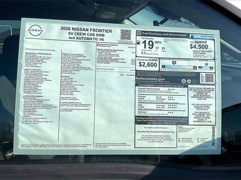 New 2026 Nissan Frontier SV w/ All-Weather Content Package image 13