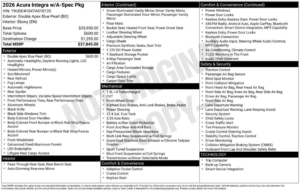 Certified 2026 Acura Integra A-Spec FWD image 4