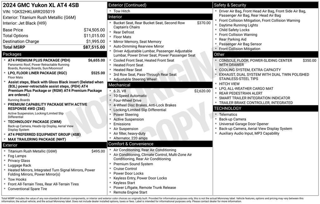Used 2024 GMC Yukon XL AT4 w/ AT4 Premium Plus Package AWD/4WD image 86