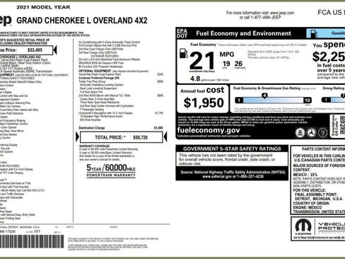 Used 2021 Jeep Grand Cherokee L Overland w/ Trailer Tow Group (B) RWD image 16