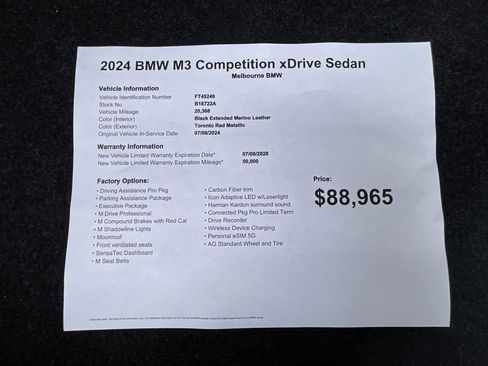 Used 2024 BMW M3 Competition w/ Executive Package AWD/4WD image 37
