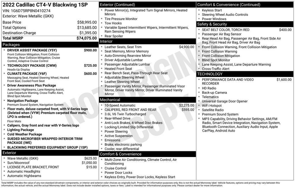 Used 2022 Cadillac CT4 V Blackwing w/ Driver Assist Package RWD image 42