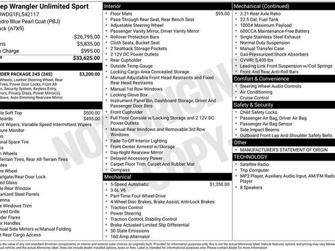 Used 2015 Jeep Wrangler Unlimited Sport w/ Quick Order Package 24S AWD/4WD image 2