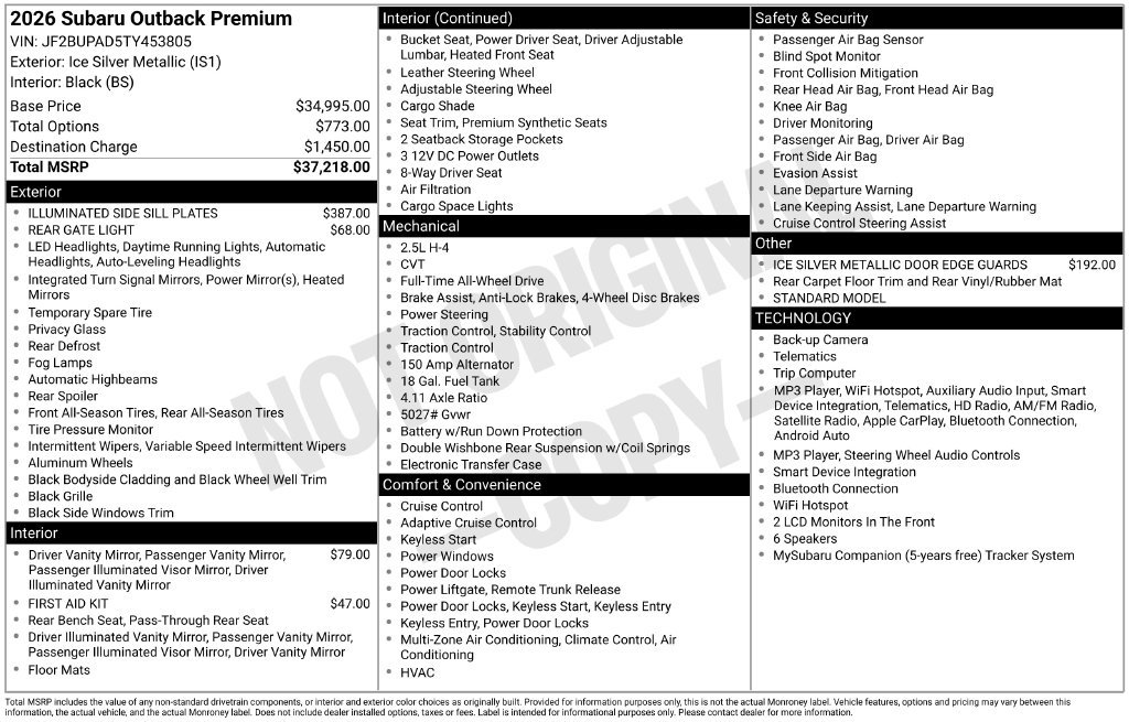 Certified 2026 Subaru Outback Premium AWD/4WD image 30