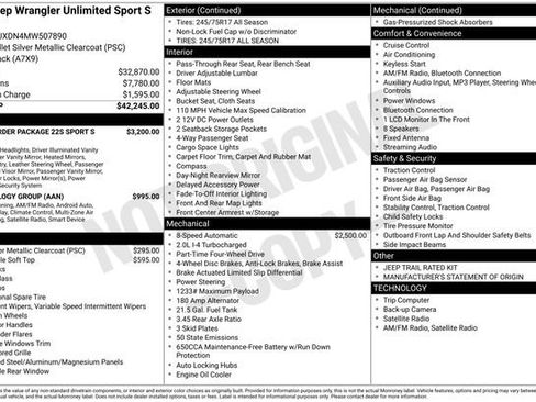 Used 2021 Jeep Wrangler Unlimited Sport AWD/4WD image 1