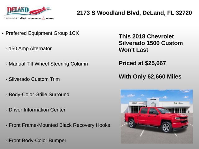 Used 2018 Chevrolet Silverado 1500 Custom w/ Custom Value Package AWD/4WD image 15