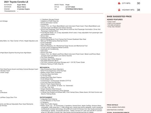 Used 2021 Toyota Corolla LE image 3