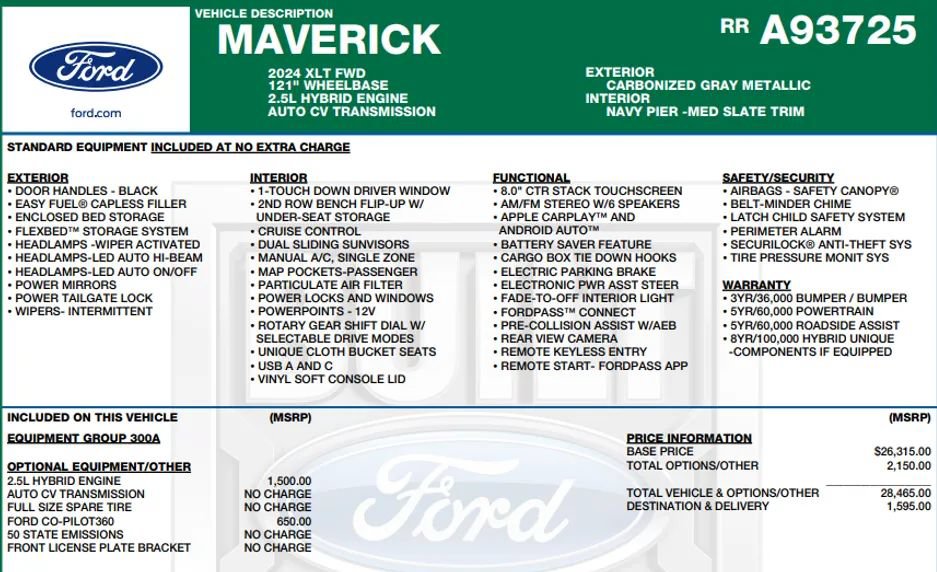 Used 2024 Ford Maverick XLT FWD image 2