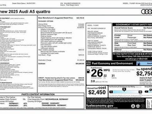 New 2025 Audi A5 2.0T Premium Plus image 31