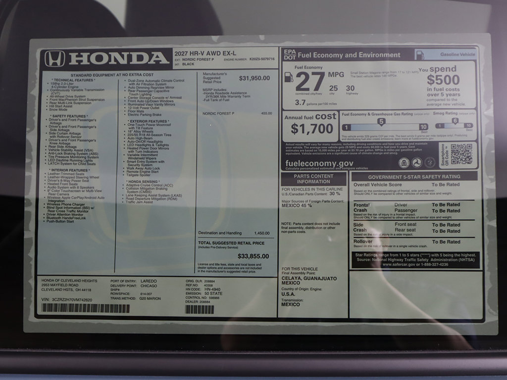 New 2027 Honda HR-V EX-L image 24