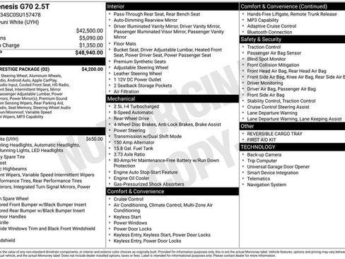 Used 2025 Genesis G70 2.5T w/ Sport Prestige Package image 2