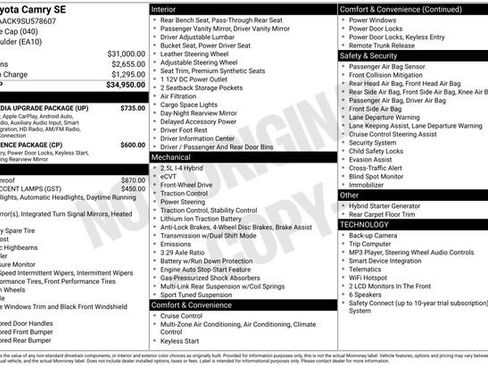 Used 2025 Toyota Camry SE w/ Multimedia Upgrade Package FWD image 2