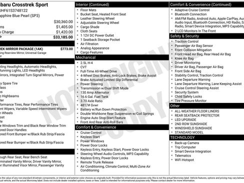 Certified 2025 Subaru Crosstrek 2.5i Sport w/ Crosstrek Mirror Package AWD/4WD image 32