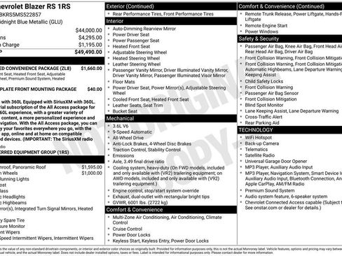 Used 2021 Chevrolet Blazer RS w/ Enhanced Convenience Package AWD/4WD image 11