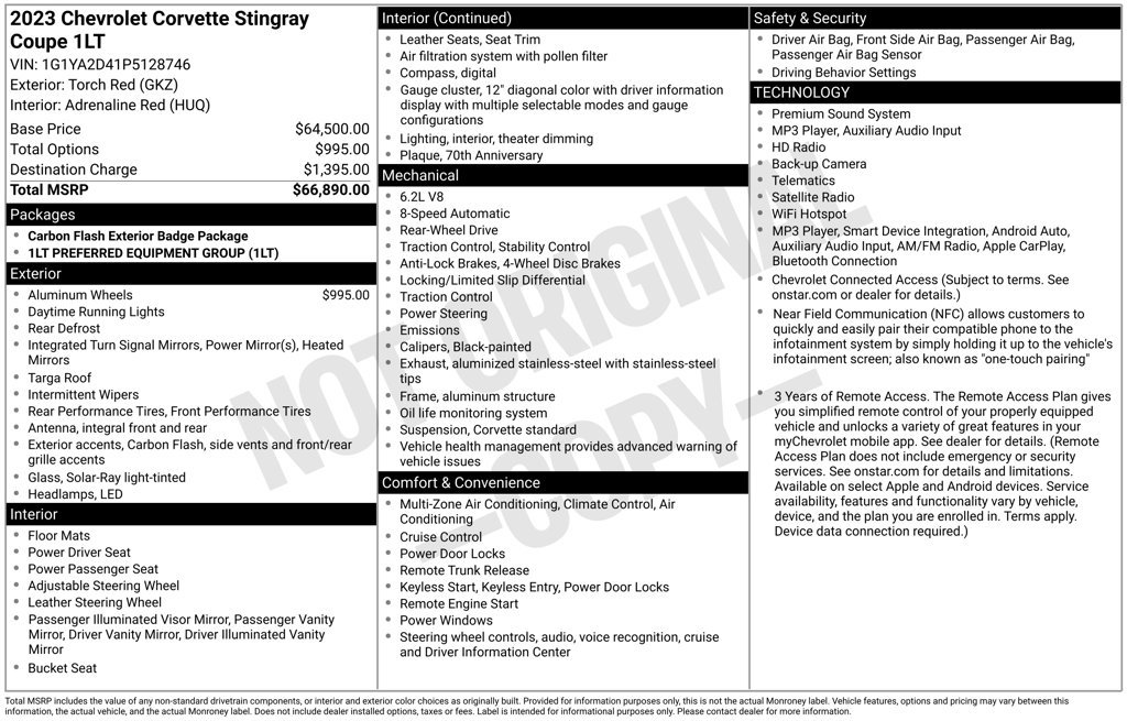 Used 2023 Chevrolet Corvette Stingray Coupe w/ 1LT RWD image 25