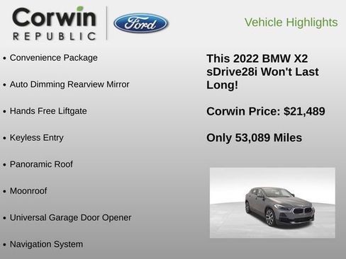 Used 2022 BMW X2 sDrive28i w/ Convenience Package image 6