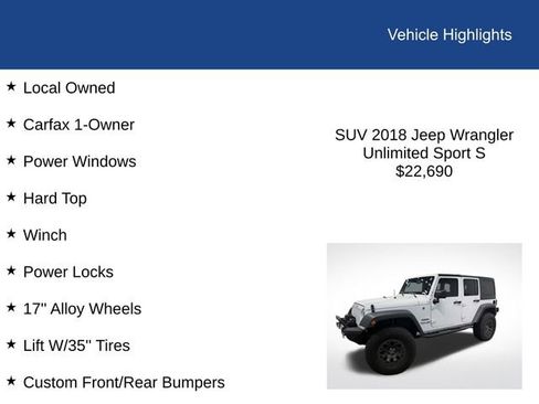 Used 2018 Jeep Wrangler Unlimited Sport S image 2