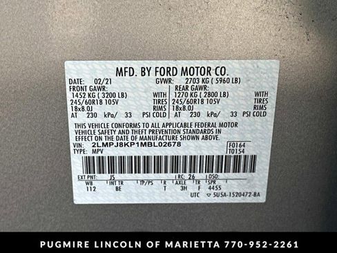 Used 2021 Lincoln Nautilus Reserve w/ Cargo Utility Package image 36