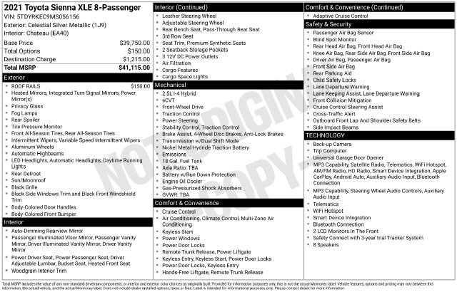 Used 2021 Toyota Sienna XLE FWD image 35