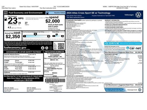 Used 2024 Volkswagen Atlas Cross Sport SE w/ Panoramic Sunroof Package FWD image 2