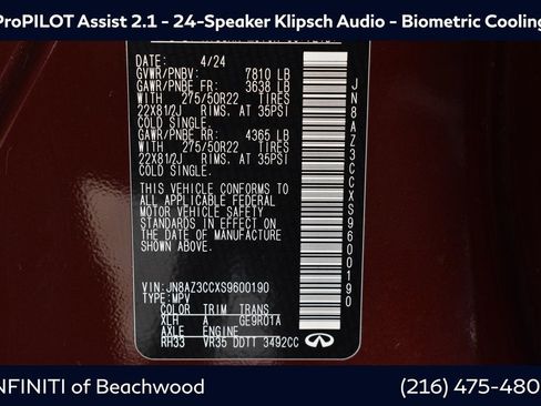 Certified 2025 INFINITI QX80 Autograph w/ Premium Cargo Package image 42