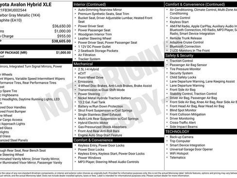 Used 2019 Toyota Avalon XLE w/ Moonroof Package image 7