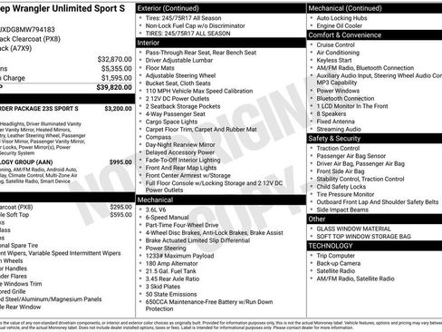 Used 2021 Jeep Wrangler Unlimited Sport image 33