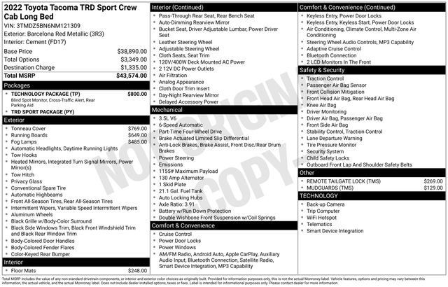 Used 2022 Toyota Tacoma TRD Sport w/ Technology Package AWD/4WD image 8