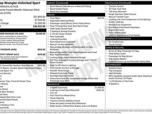 Used 2017 Jeep Wrangler Unlimited Sport w/ Quick Order Package 24S AWD/4WD image 2