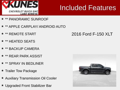 Used 2016 Ford F150 XLT w/ Equipment Group 302A Luxury AWD/4WD image 2