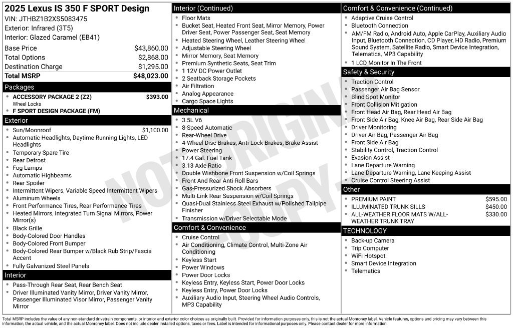 Used 2025 Lexus IS 350 F Sport w/ Accessory Package 2 RWD image 13