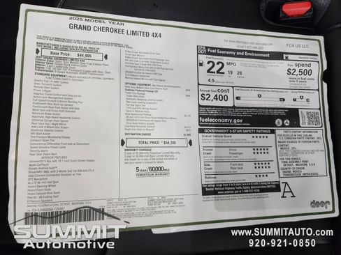 New 2025 Jeep Grand Cherokee Limited w/ Black Appearance Package image 34