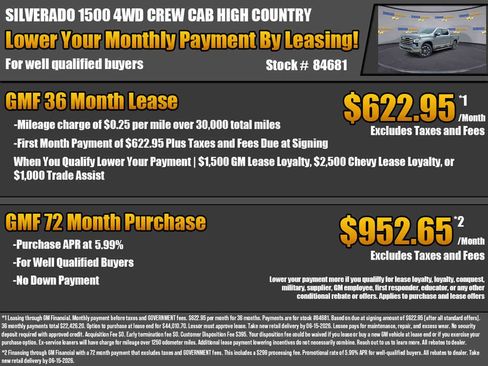New 2026 Chevrolet Silverado 1500 High Country w/ Technology Package AWD/4WD image 2