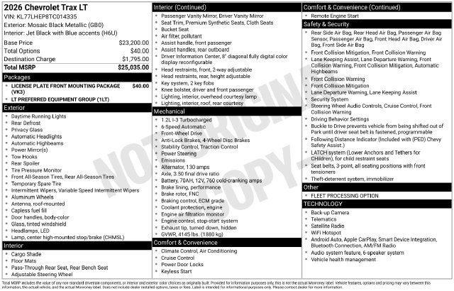Used 2026 Chevrolet Trax LT FWD image 1