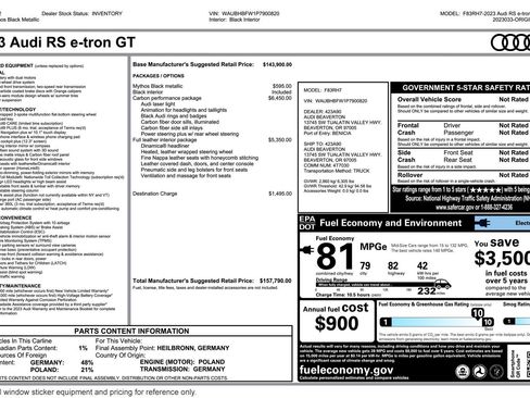 Used 2023 Audi RS e-tron GT w/ Carbon Performance Package AWD/4WD image 2