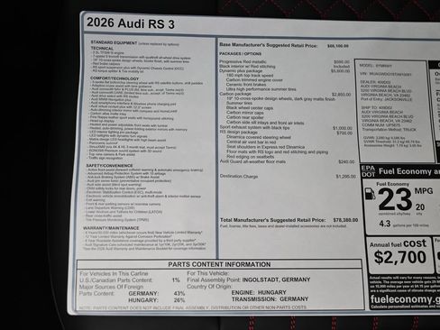 New 2026 Audi RS 3 AWD/4WD image 26