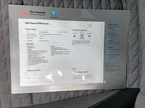 Used 2025 Volkswagen Tiguan S w/ 18" Wheel Package FWD image 33