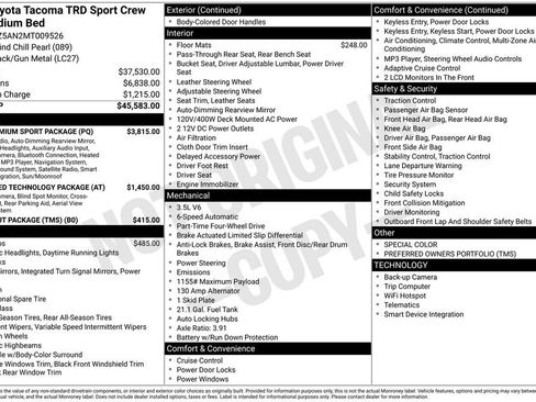 Used 2021 Toyota Tacoma TRD Sport w/ TRD Premium Sport Package image 6