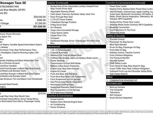 Used 2022 Volkswagen Taos SE image 4