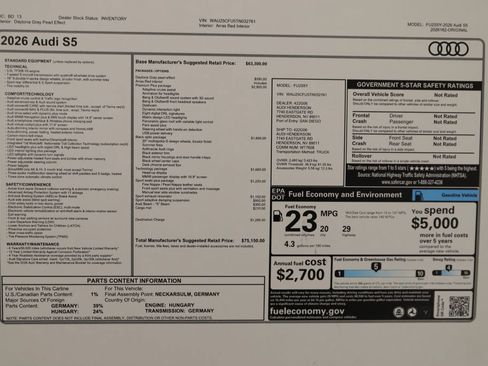 New 2026 Audi S5 Premium Plus AWD/4WD image 34