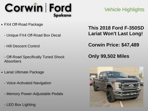 Used 2018 Ford F350 Lariat w/ Lariat Ultimate Package AWD/4WD image 6