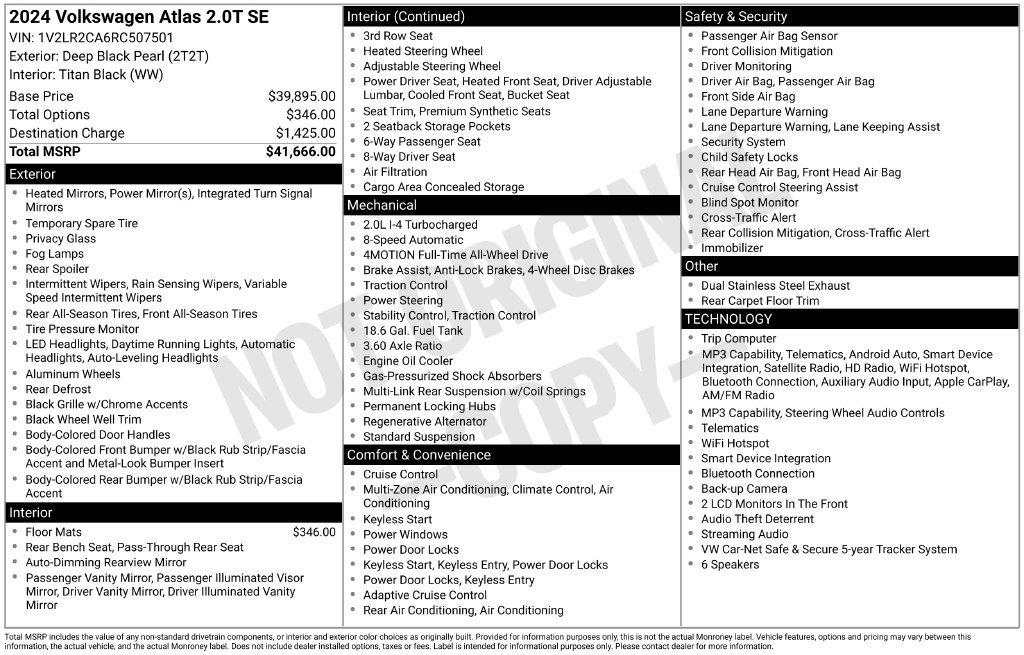 Certified 2024 Volkswagen Atlas SE AWD/4WD image 3