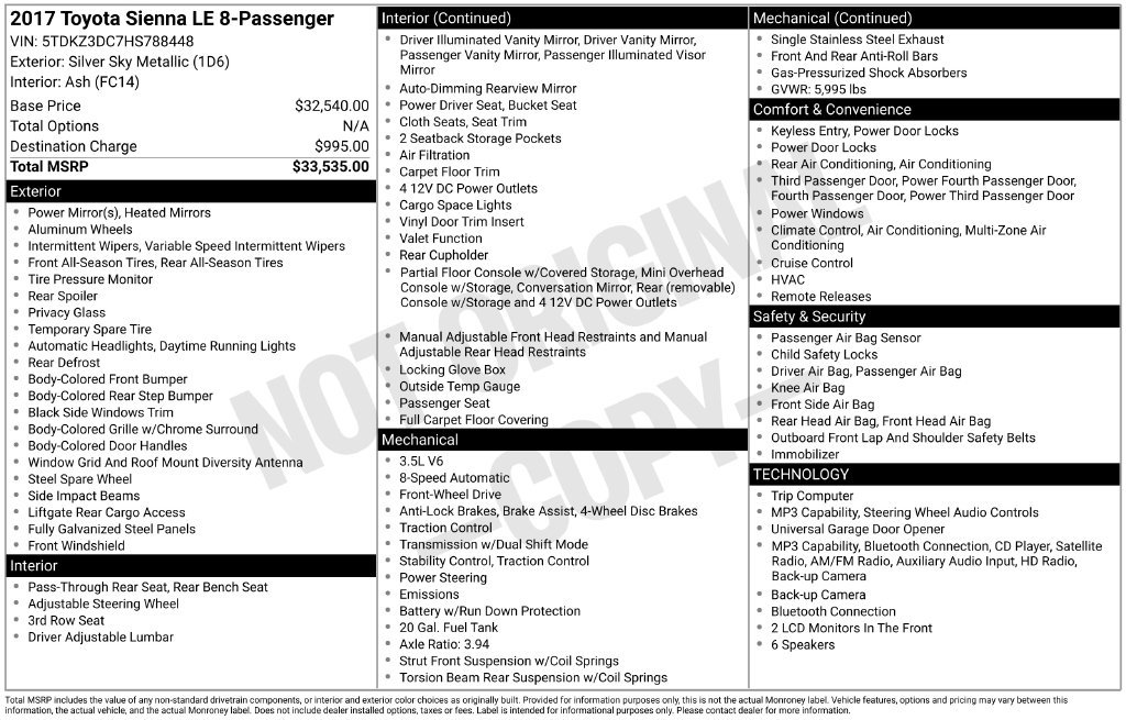 Used 2017 Toyota Sienna LE FWD image 22