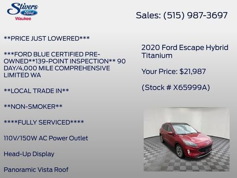 Used 2020 Ford Escape Titanium w/ Titanium Premium Package 2.0 AWD/4WD image 16