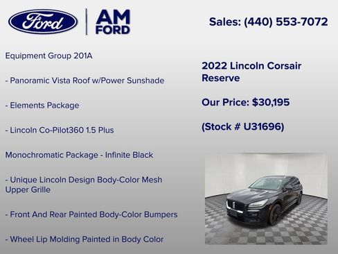 Used 2022 Lincoln Corsair Reserve w/ Equipment Group 201A AWD/4WD image 6